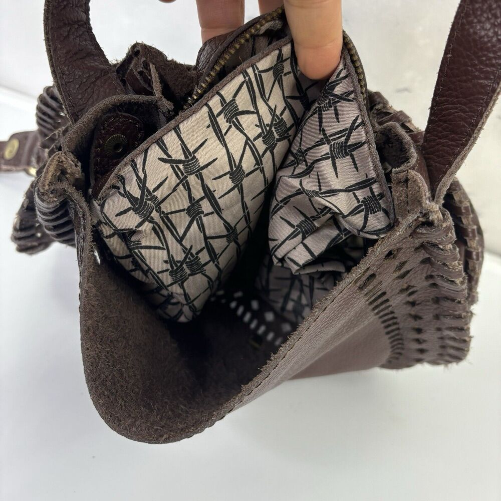 vintage Leather Crossbody Cut-Out Buckle Saddle Bag Purse soft slouch western - Picture 14 of 16